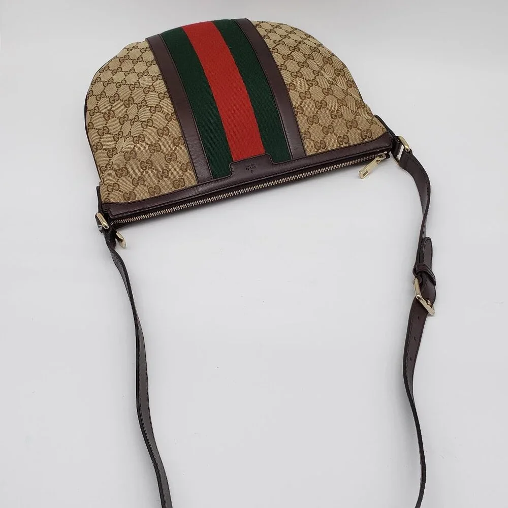 Authentic Gucci Ophidia GG Supreme Crossbody/Web Stripe Canvas Shoulder Bag - Picture 7 of 16